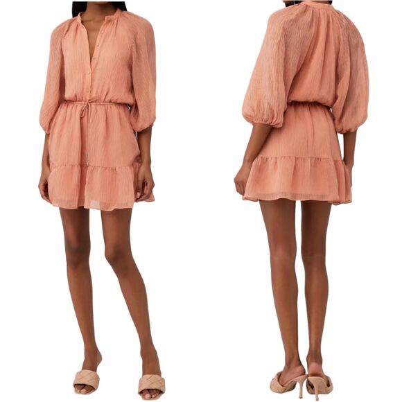 MINKPINK Nerang mini dress tie waist puff sleeves size small - Picture 1 of 12